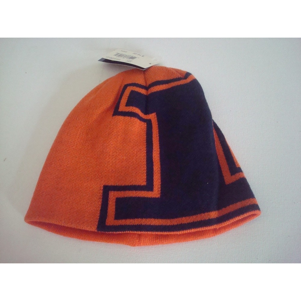 ILLINOIS ILLINI FIGHTING   beanie knit toboggan  DEADSTOCK ‎ HAT CAP VINTAGE T5